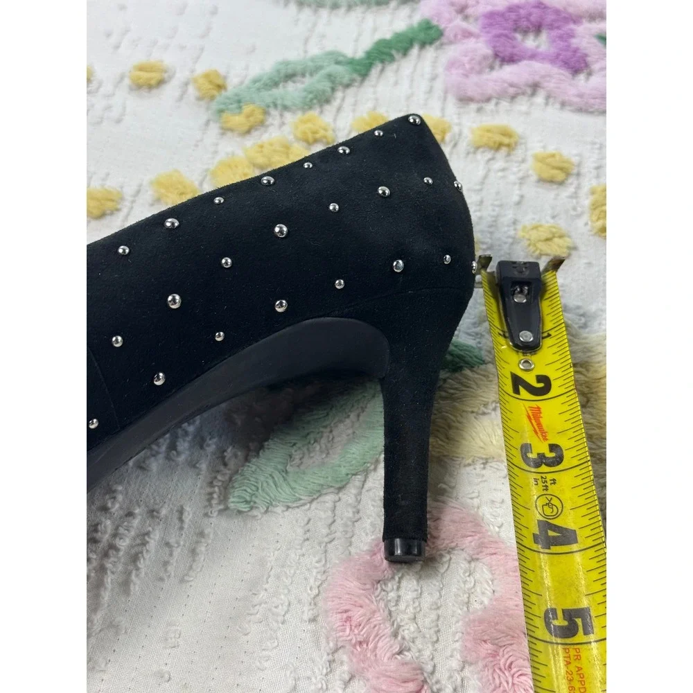 Rockport Total Motion 75mm Pointy Toe Pump Black Suede Studs 10.5‎ M V80295